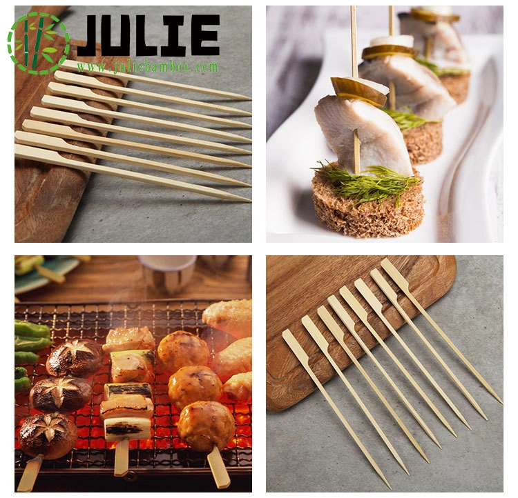 Food-Contacting Grade Eco-Friendly Biodegradable High Quality Disposable Paddle Skewers Bamboo Skewers