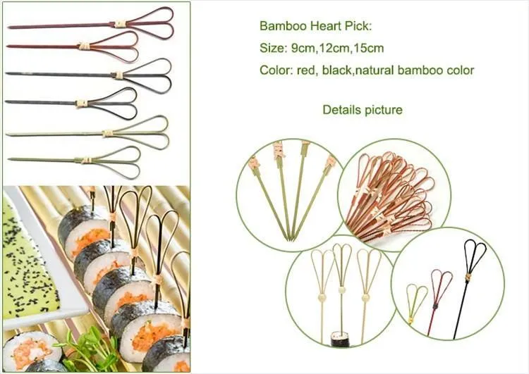 Wooden Flower Bead Bamboo Cocktail Picks Skewers Stick with Logo Printing