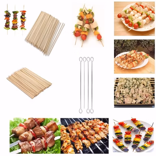 Bastoncini Rotondi in Bambù per BBQ, Prodotto Usa e Getta