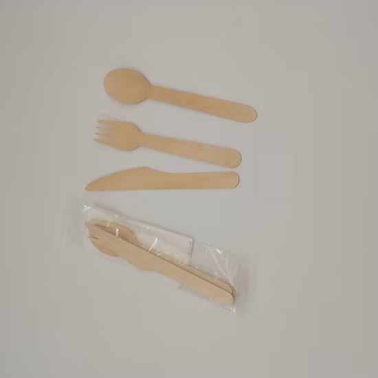Posate Coltello Forchetta Usa E Getta in Legno di Betulla per Dessert