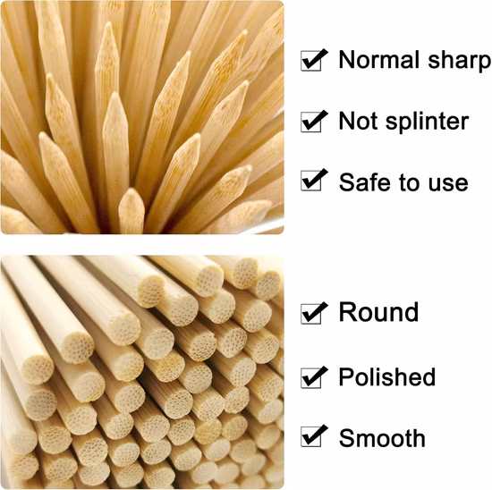 Spiedino per cibo per feste Bastoncini di bambù Spiedini di bambù annodati rosso/nero/verde Spiedino di bambù usa e getta per barbecue Made in China